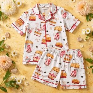 Women’s Chic-Fil-A Print White & Red Pajama Set size LARGE NWT